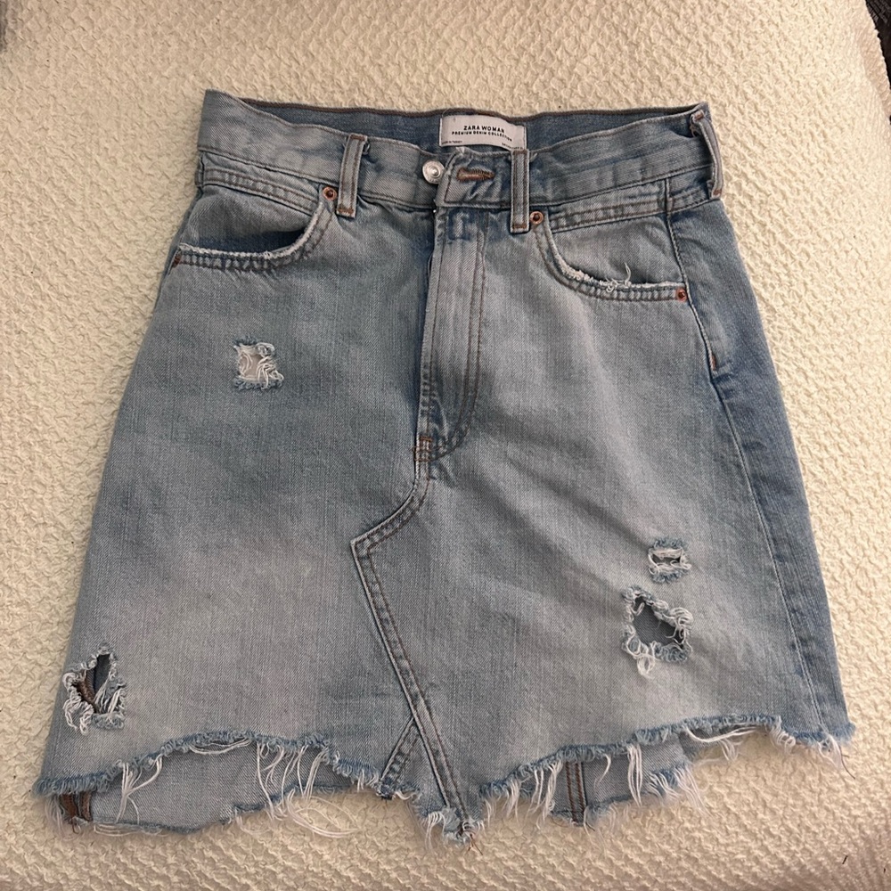 ZARA high waisted jean skirt
